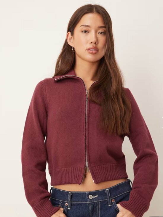 Abercrombie & Fitch Sweaters - Abercrombie & Fitch zipper cardigan in burgundy